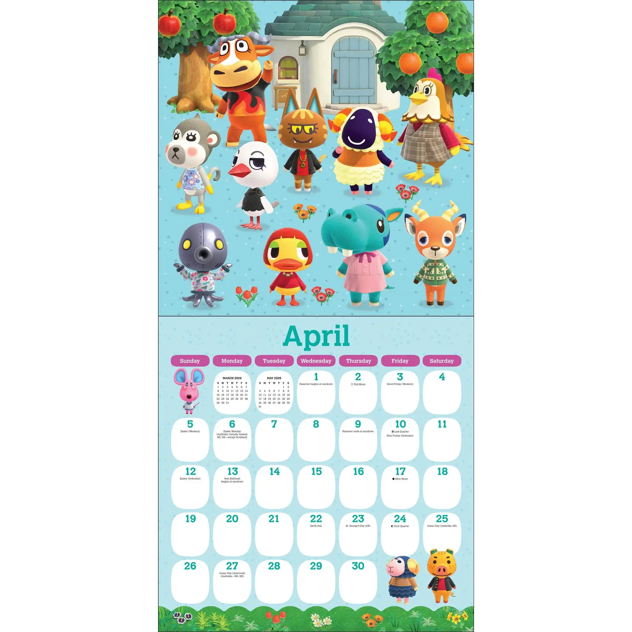Animal Crossing Desk Calendar 2026